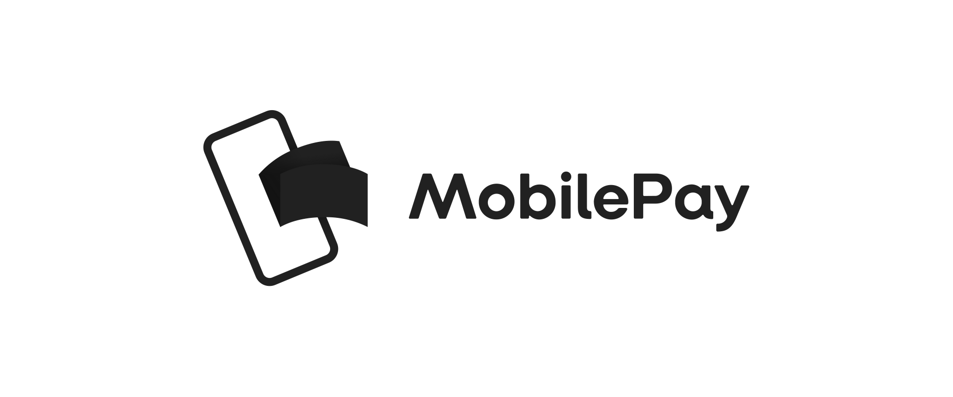 Logo for MobilePay med en mobiltelefon og en åben håndflade.