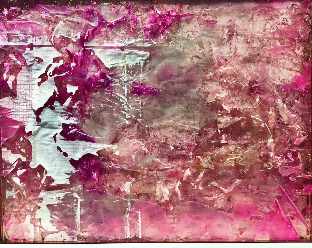 A window in time. 2023
Resin, pigment, acrylic, dichroic film, acrylic mirror, aluminium frame.  approx 80 x 60 x 8cm