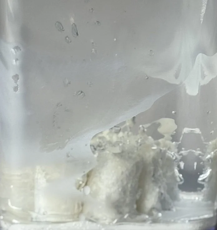 Observer effect.  His Energy.
2025.
Recycled packing material, wax, Resin, PVC container.