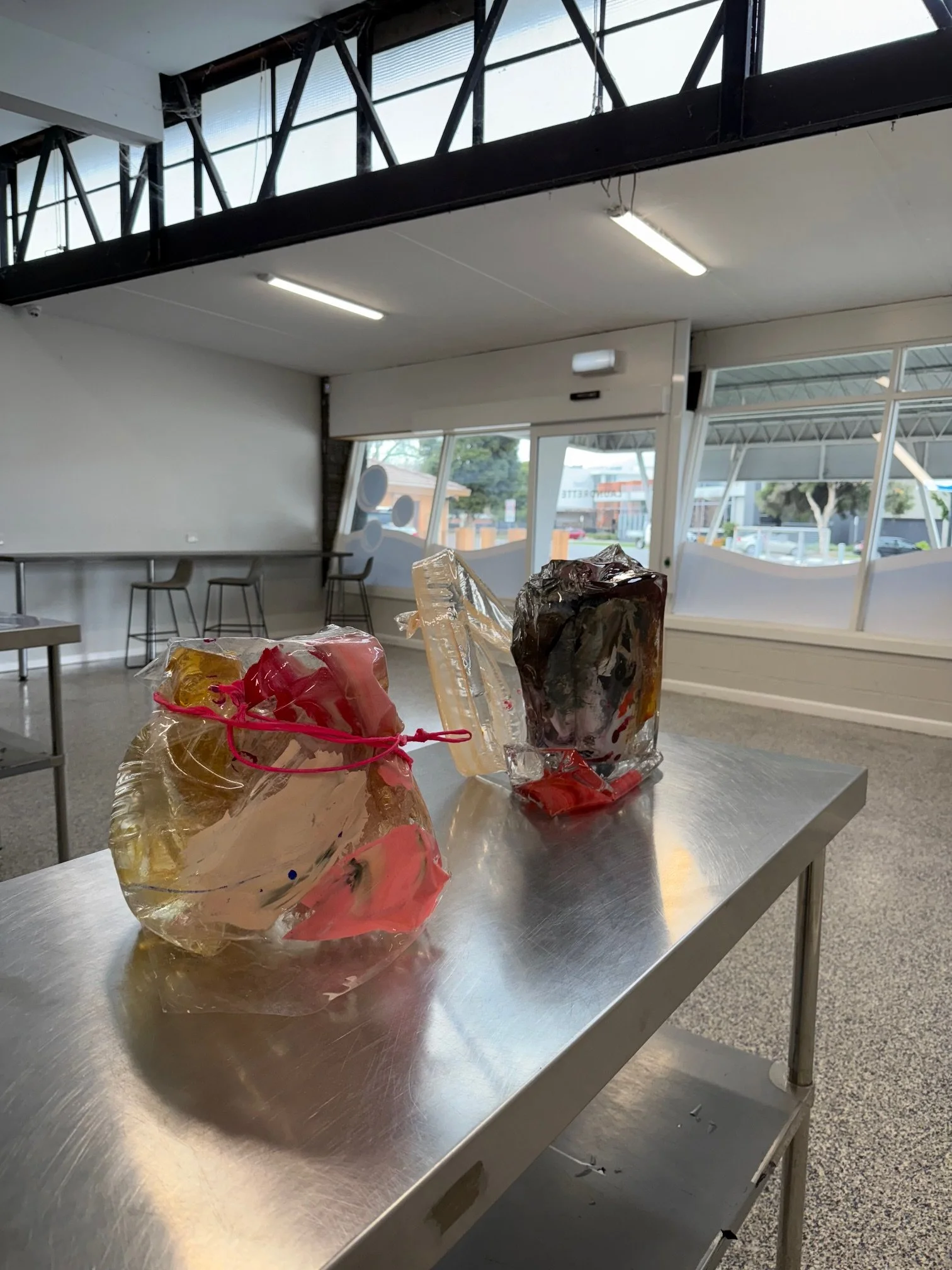Entangled Colour at large.
2026.
Objects.  Bisque fired porcelain, PVC, Resin, acrylic, pigment.