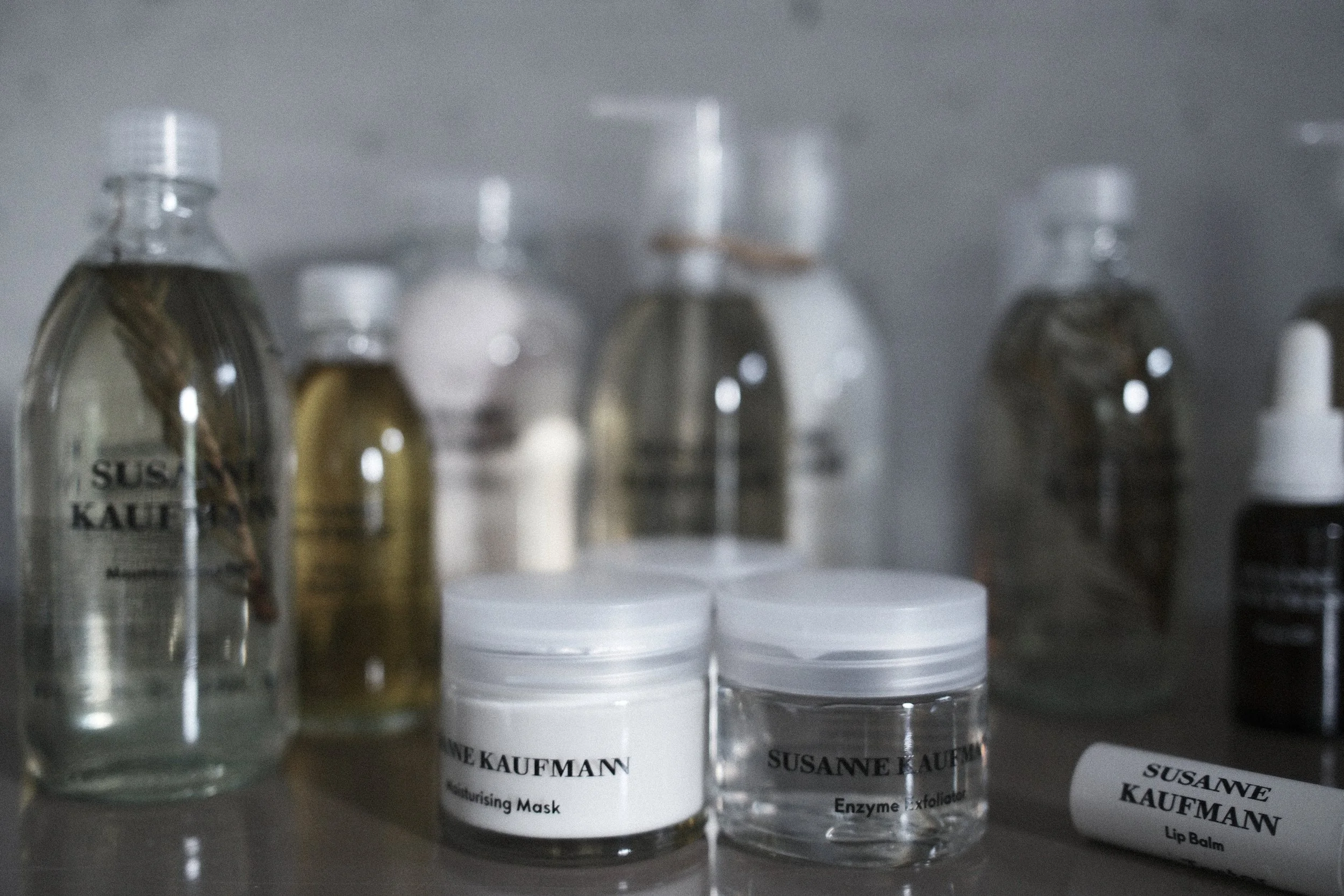 Susanne Kaufmann skincare amenities thoughtfully provided in every guest room and bathroom at Haus Mannenberg in the Bernese Oberland.