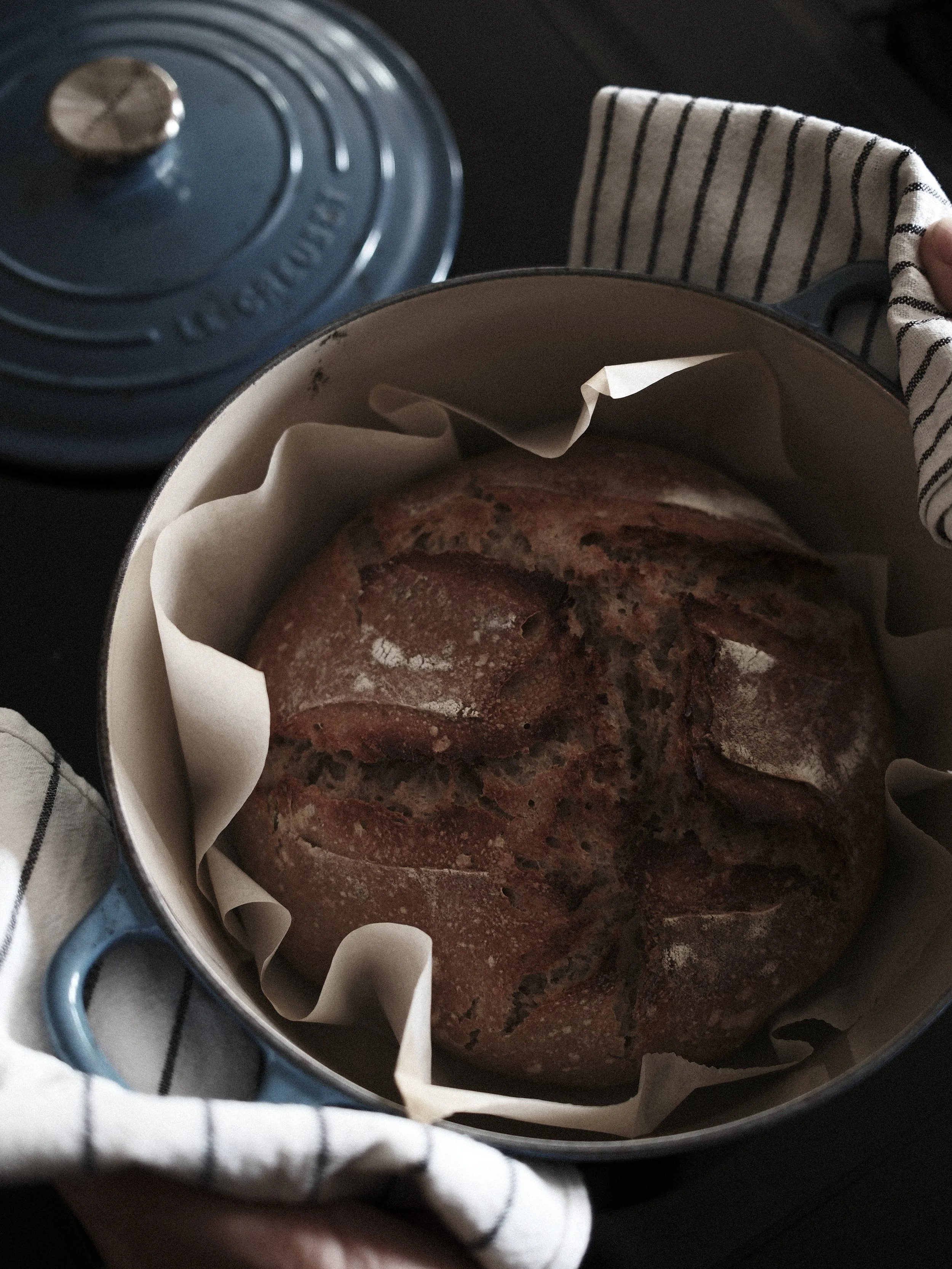 Freshly baked Hackney Wild sourdough bread at Haus Mannenberg in the Bernese Oberland, Switzerland.