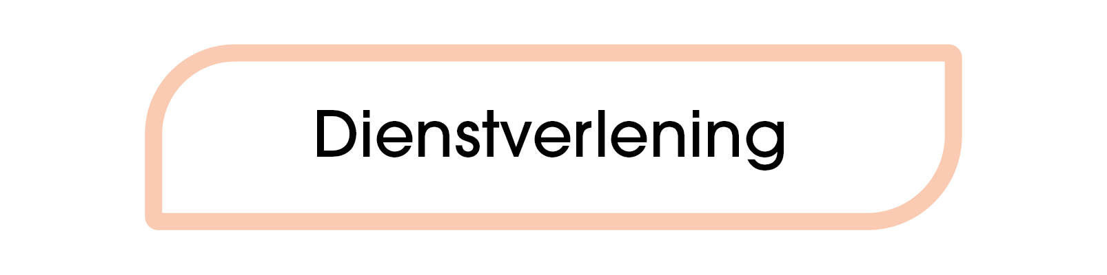 Een knop met de tekst 'Dienstverlening' en een lichte roze rand.