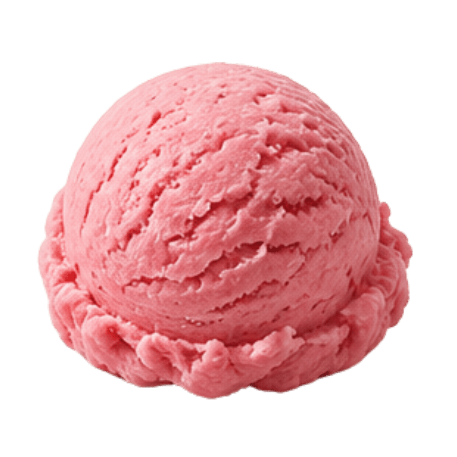 A scoop of pink strawberry ice cream on a black background