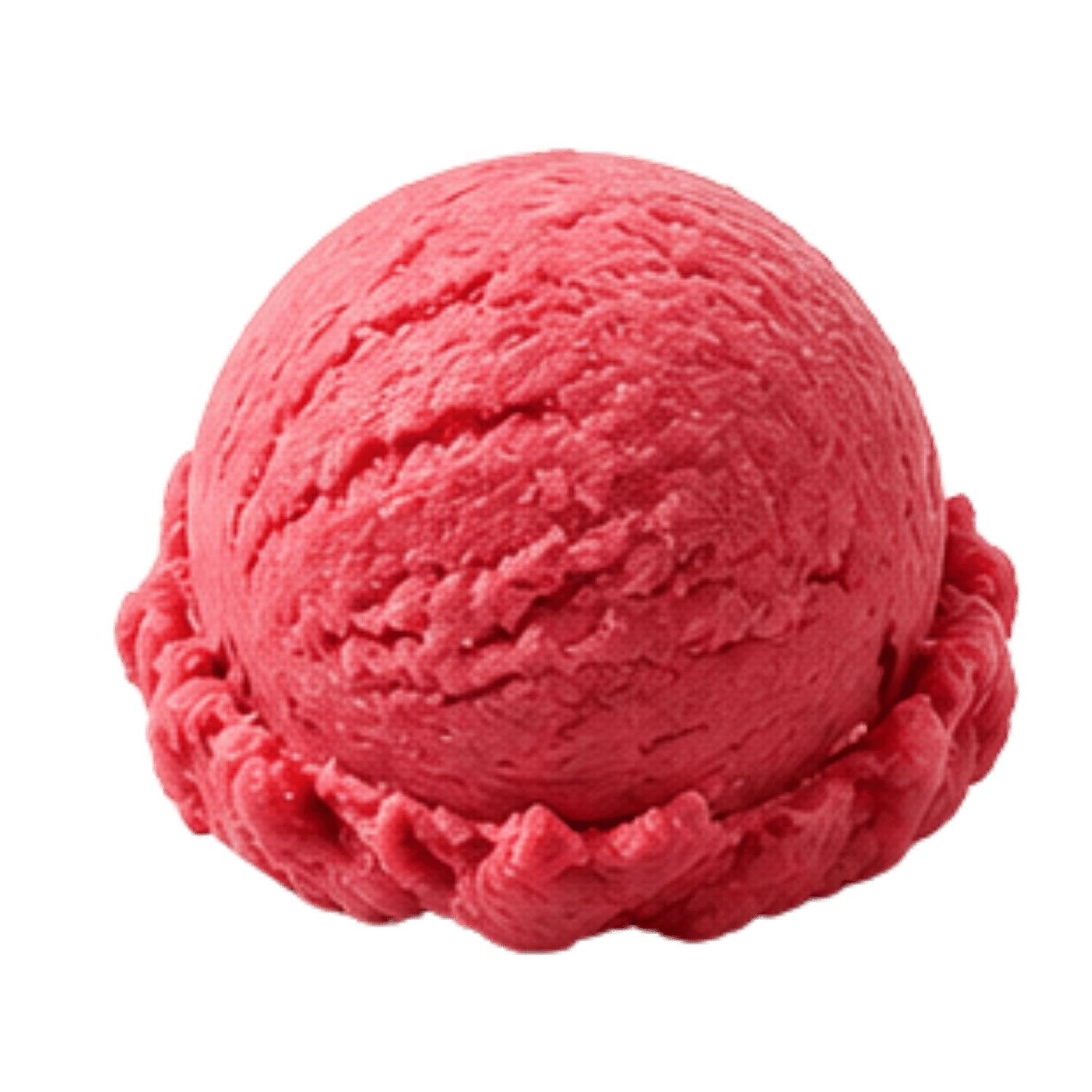 A single scoop of pink strawberry ice cream in a waffle cone.