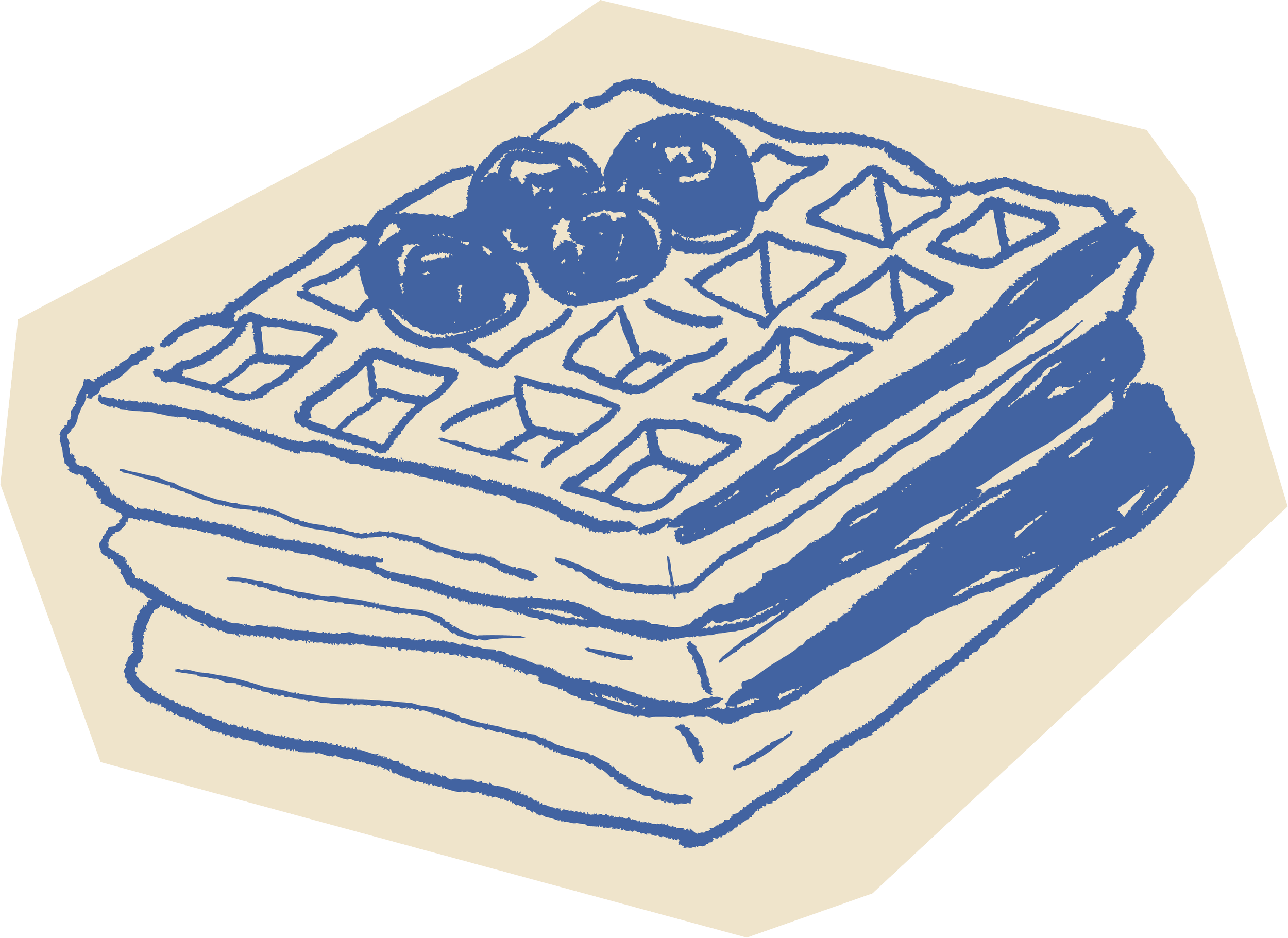 Line drawing of a board game with three round game pieces on top and a grid pattern surrounding them.