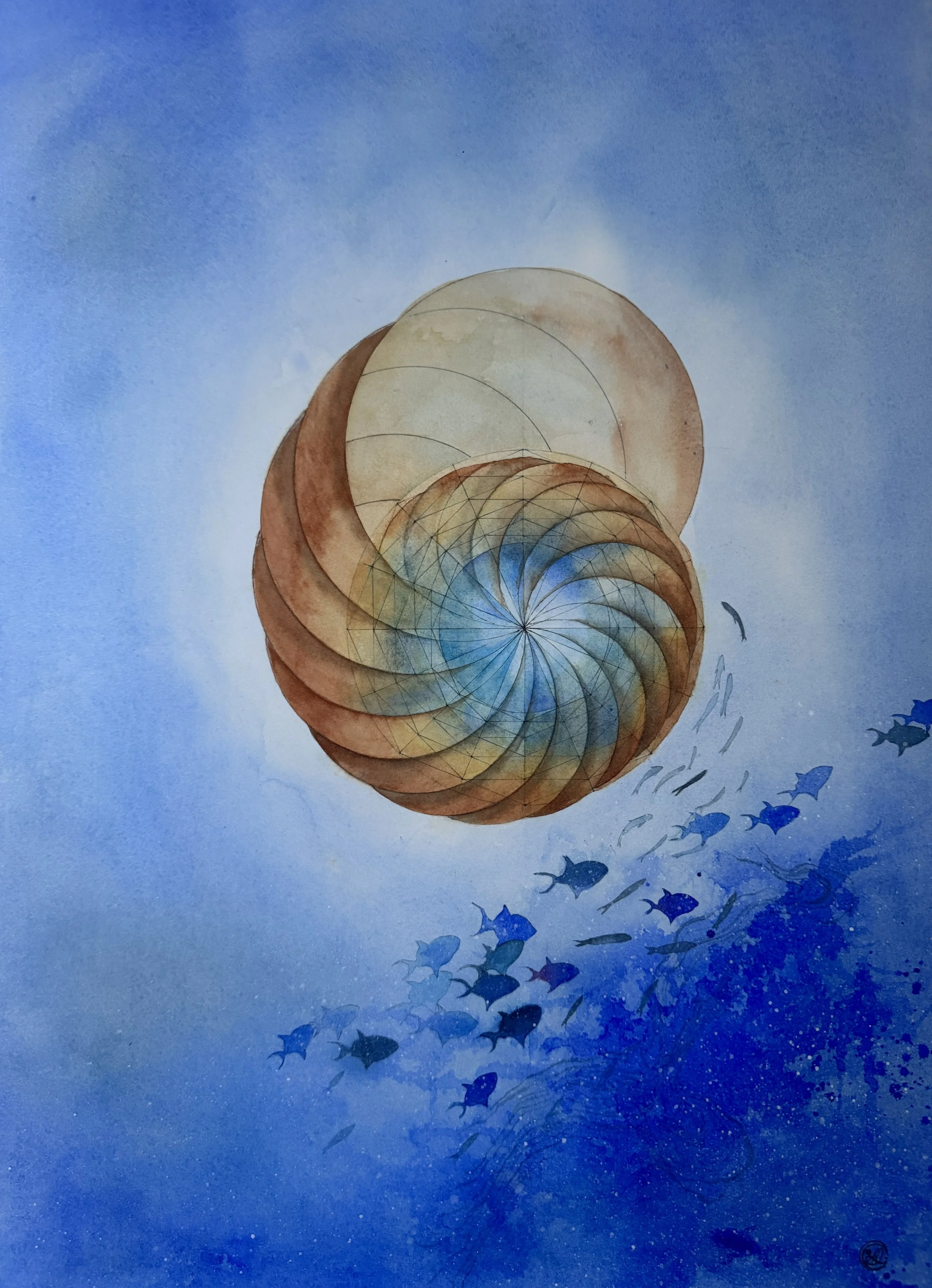 " Murmures dans l'océan "
Format A2 ~ Aquarelle sur papier