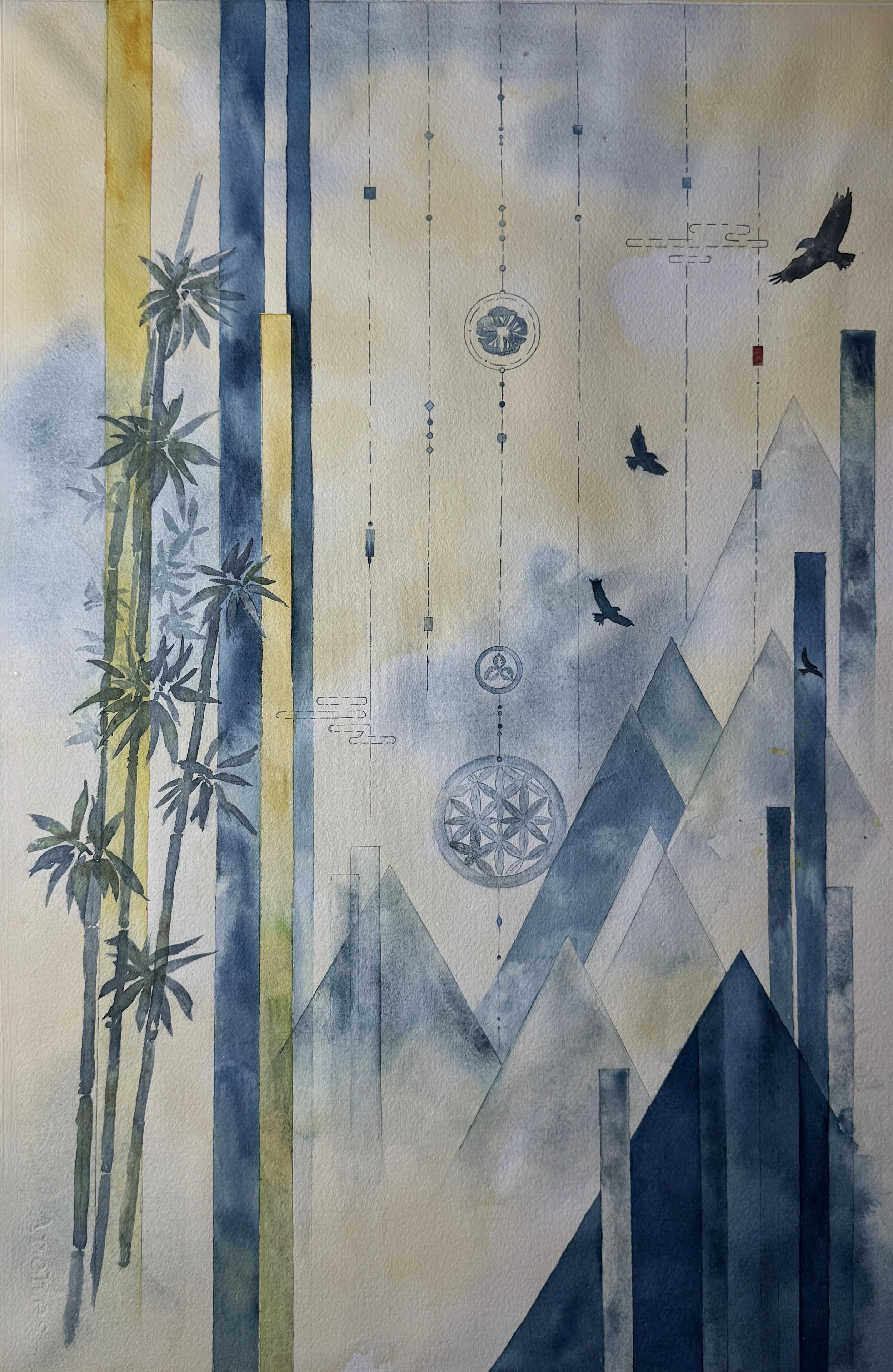 "Les passages silencieux »
Format 40 × 60 cm ~ Aquarelle sur papier