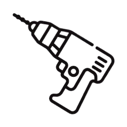 Black silhouette icon of a power drill.