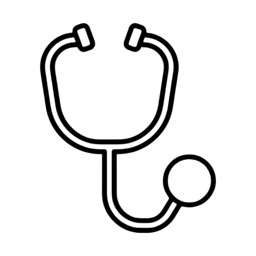 Outline drawing of a stethoscope.