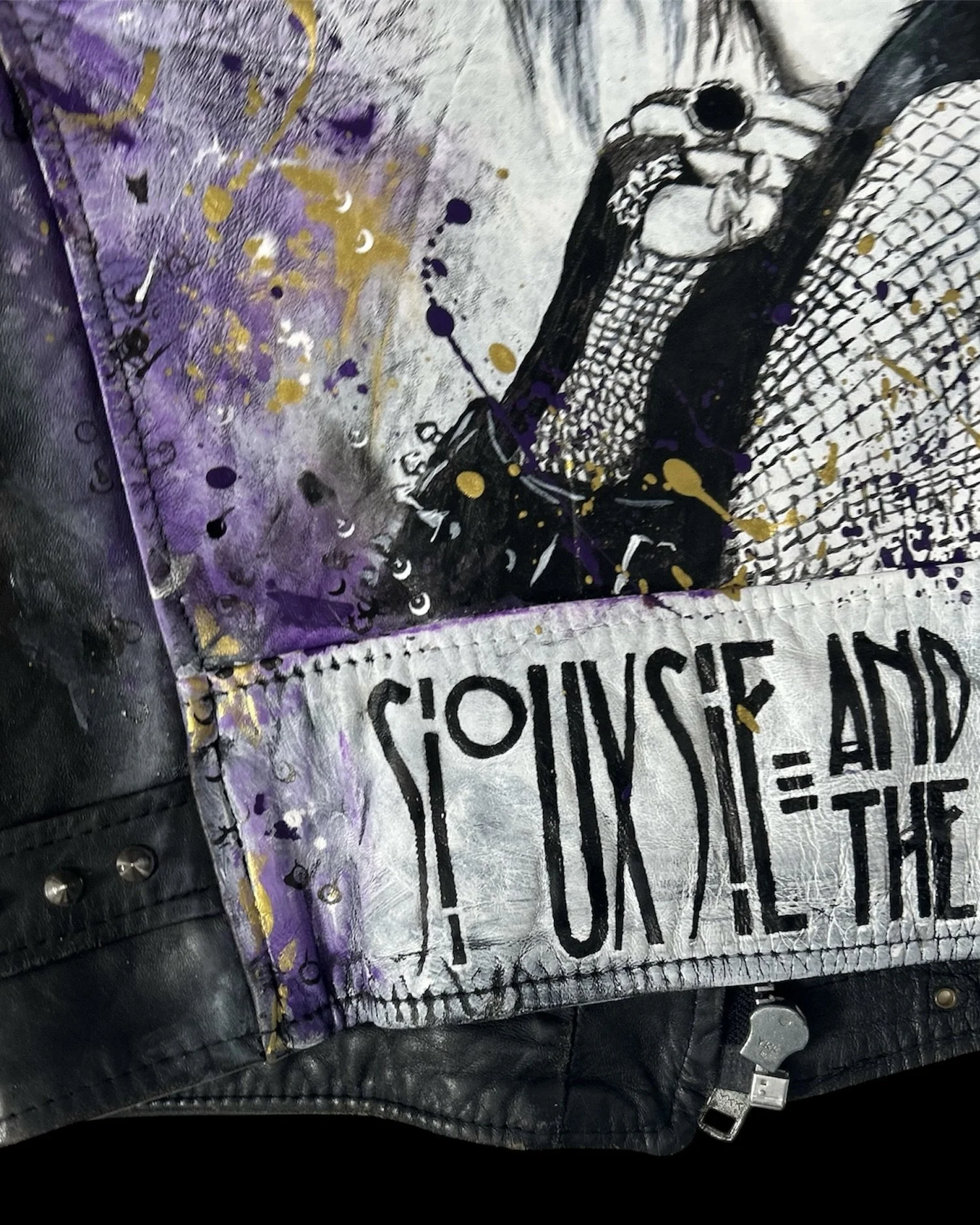 Which time tunnel did you come through? Siouxsie Sioux. Contemporary Art on Vintage Leather & Discarded Materials  - Exquisite Hooligan Artist 