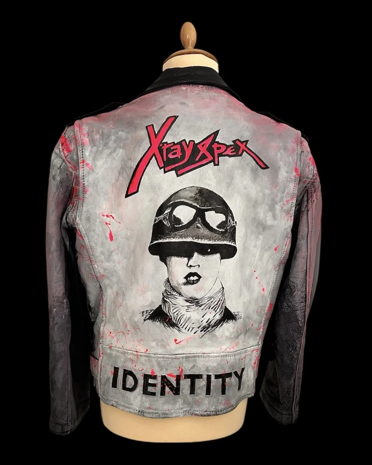 Xray Spex Punk Jacket Art - Contemporary Art on Vintage Leather & Discarded Materials  - Exquisite Hooligan Artist