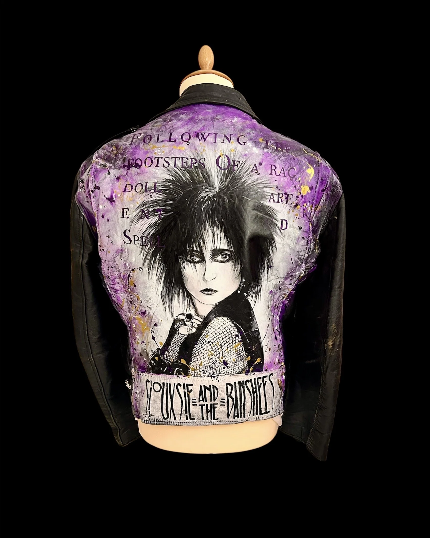 Which time tunnel did you come through? Siouxsie Sioux. Contemporary Art on Vintage Leather & Discarded Materials  - Exquisite Hooligan Artist 