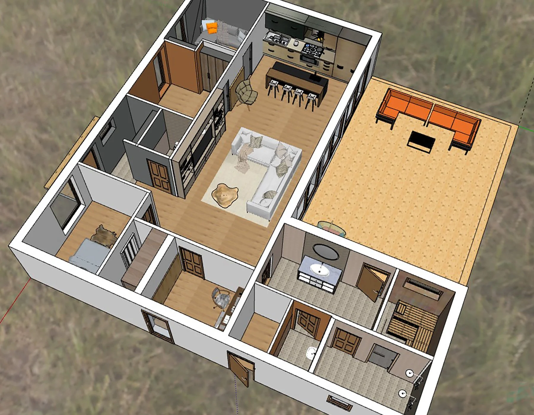 House 3D visualization, SketchUp — Interior Design Muuran Tampere