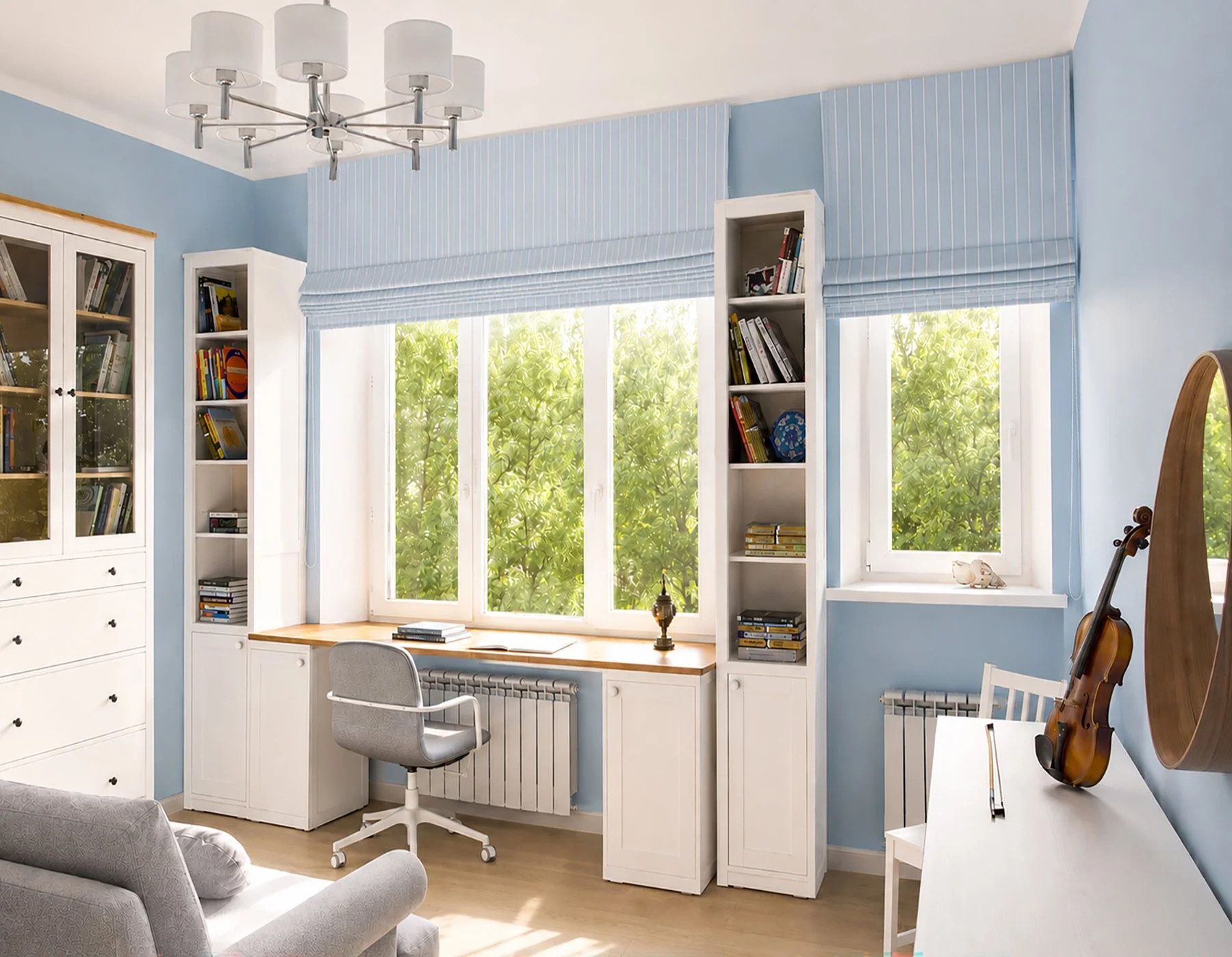 Old house in blue and white colors, Ikea furniture — Interior Design Tampere