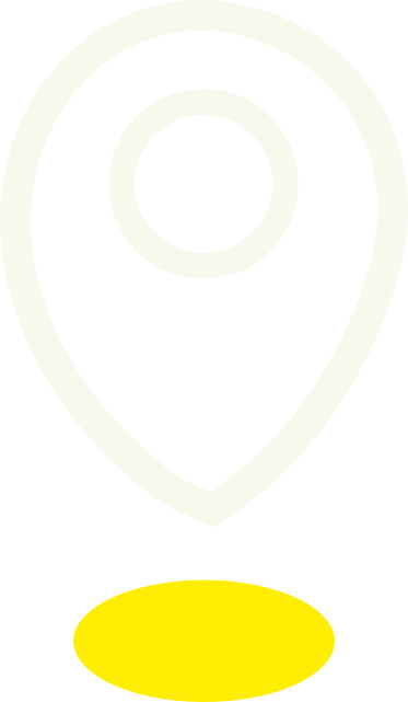 White location pin icon with a yellow oval base, symbolizing a specific place or delivery location.
