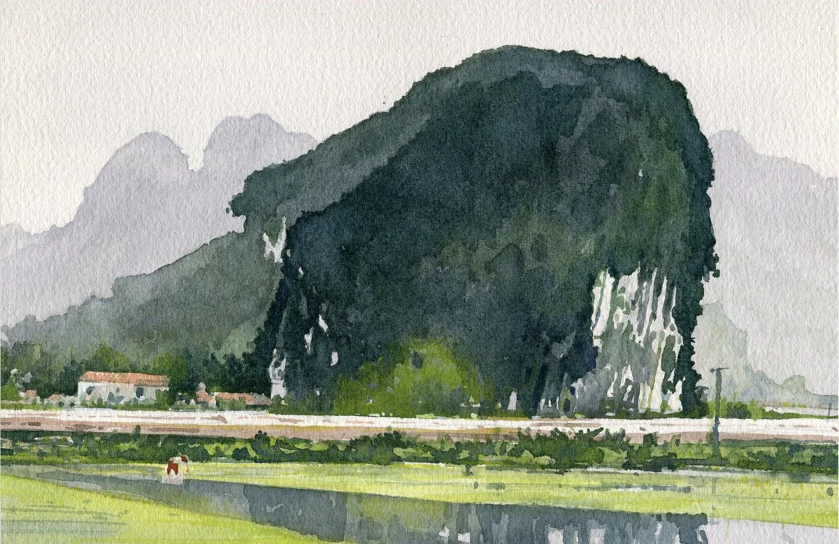 Voyage au Vietnam - Ninh Binh ( 1 )

Aquarelle sur Papier Arches 300g.
Format 26 * 17 cm.
Avec Passe-Partout 30 * 40 cm

Oeuvre Originale & Unique.
DISPONIBLE A LA VENTE 
Avec certificat d' Authenticité