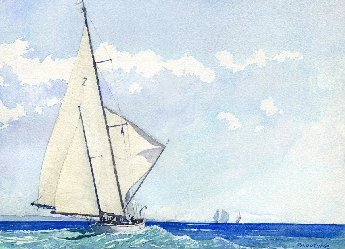 " Mettre les voiles "  ( Prendre le large )

Aquarelle sur papier Arches 300g.
Format 26 *36 cm - Avec PP 40 *50 cm.

Oeuvre Originale & Unique
VENDUE