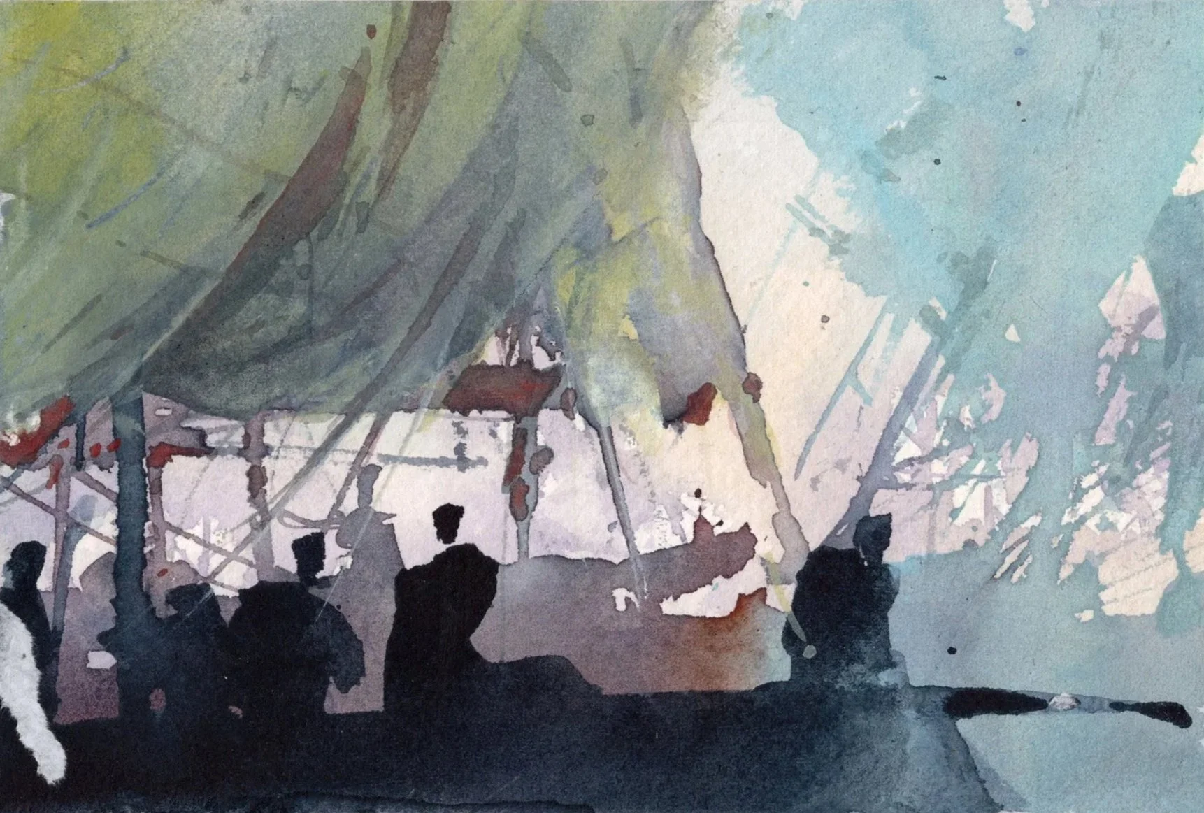 M.032 - Sur les quais - Aquarelle