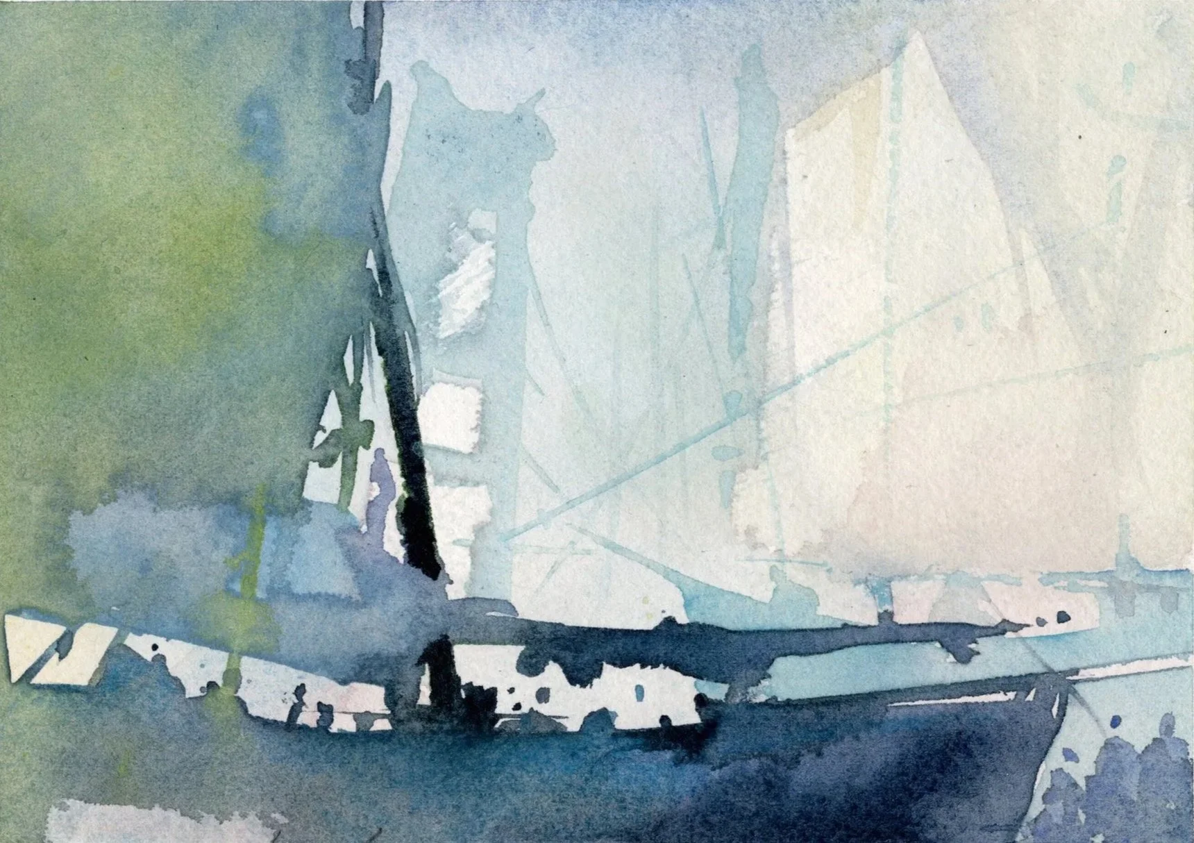 M.036 - Sur les quais - Aquarelle