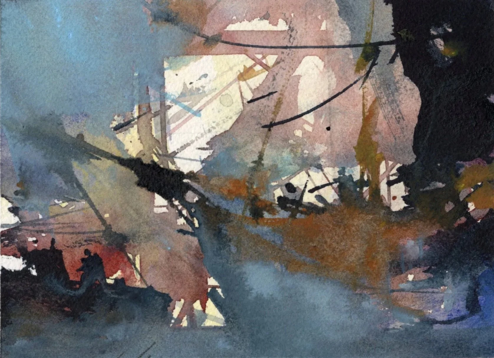 M.040 - Sur les quais - Aquarelle