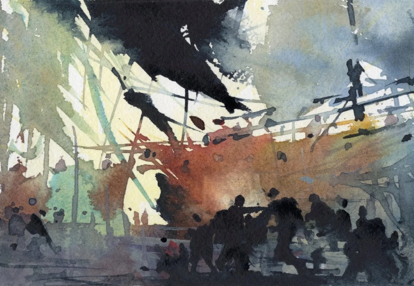 M.041 - Sur les quais - Aquarelle