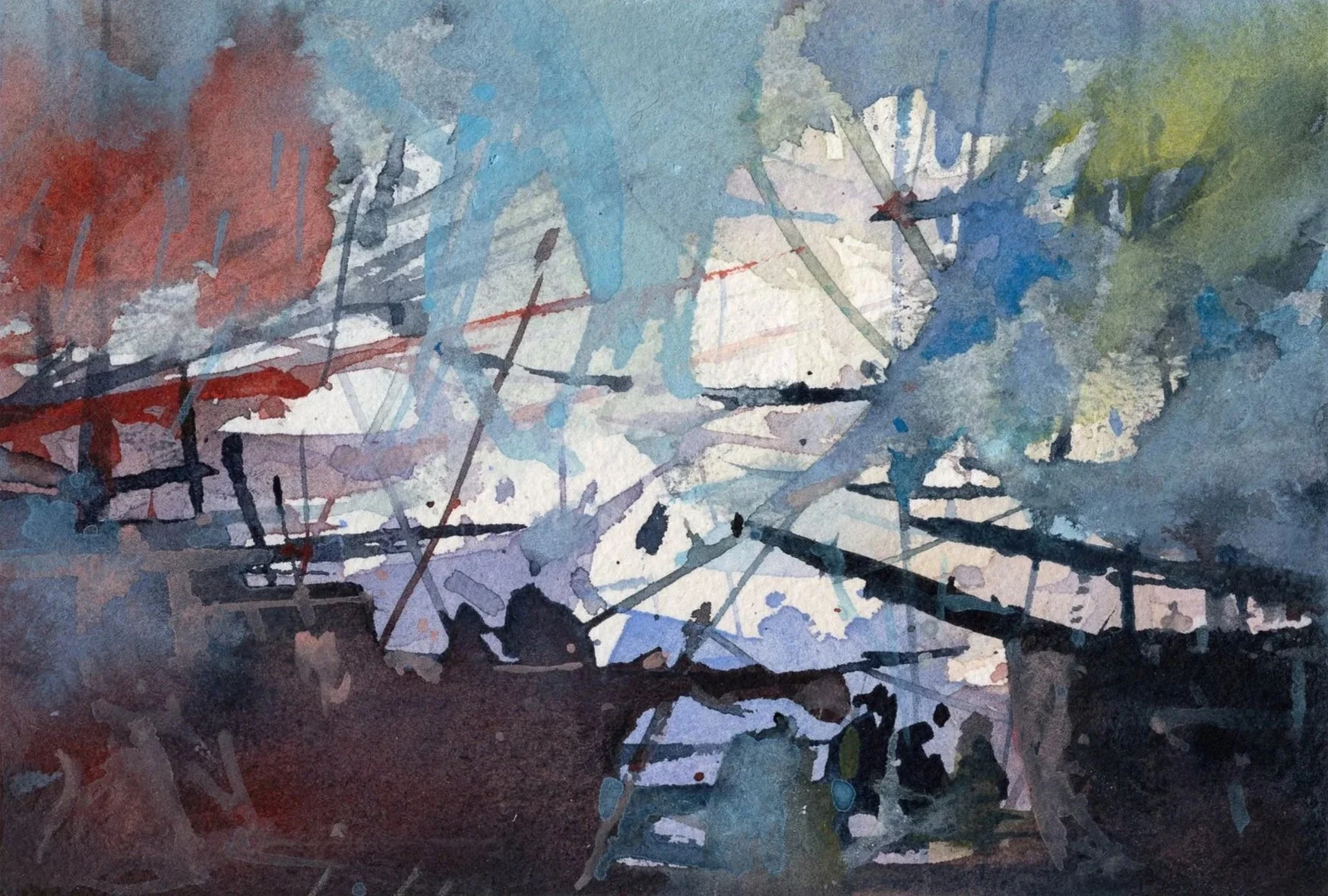 M.051 - Sur les quais - Aquarelle
