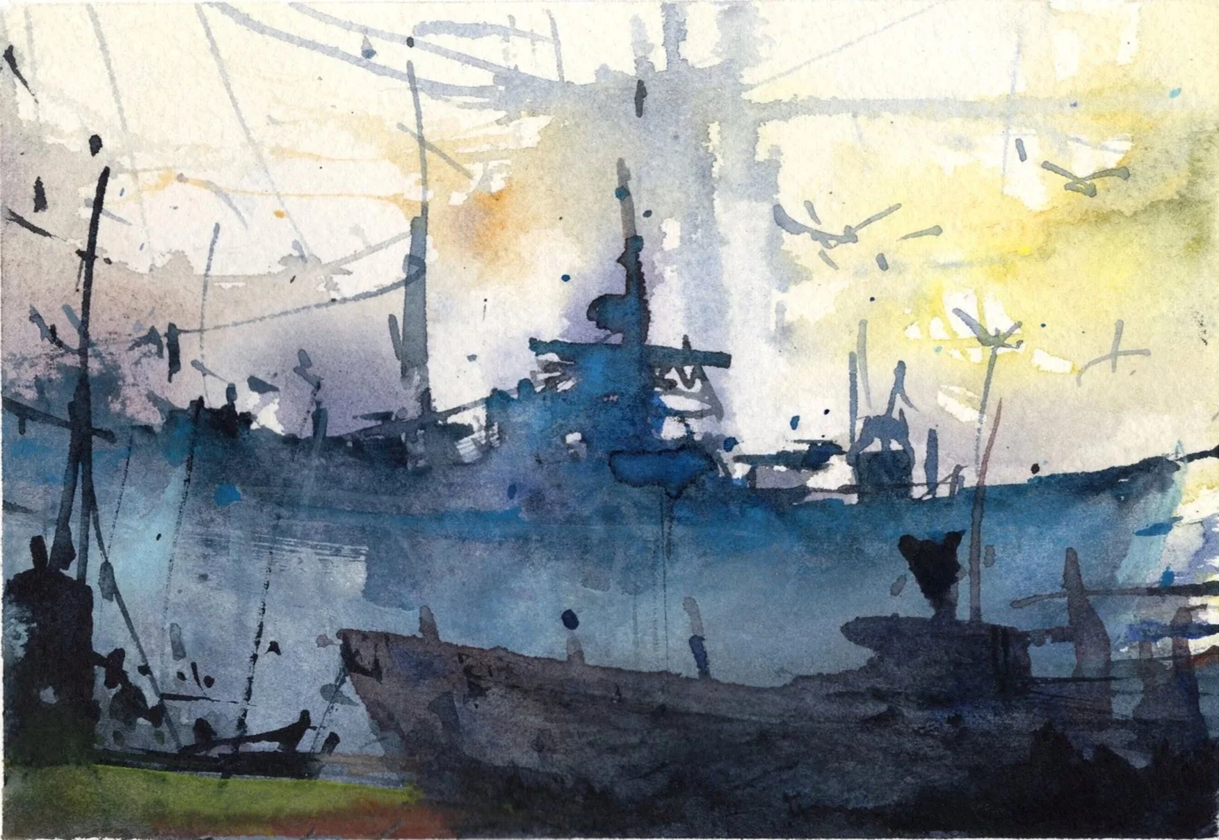 M.031 - Sur les quais - Aquarelle