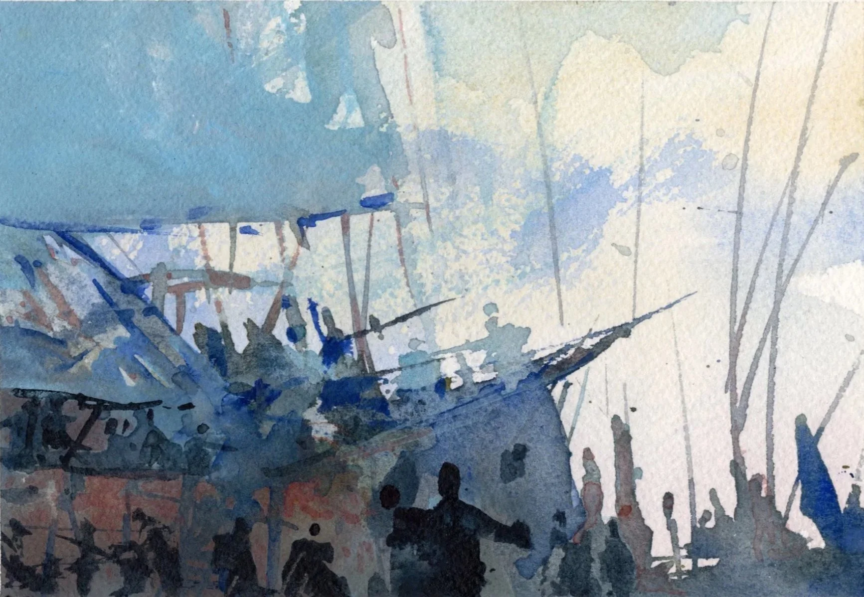 M.044 - Sur les quais - Aquarelle