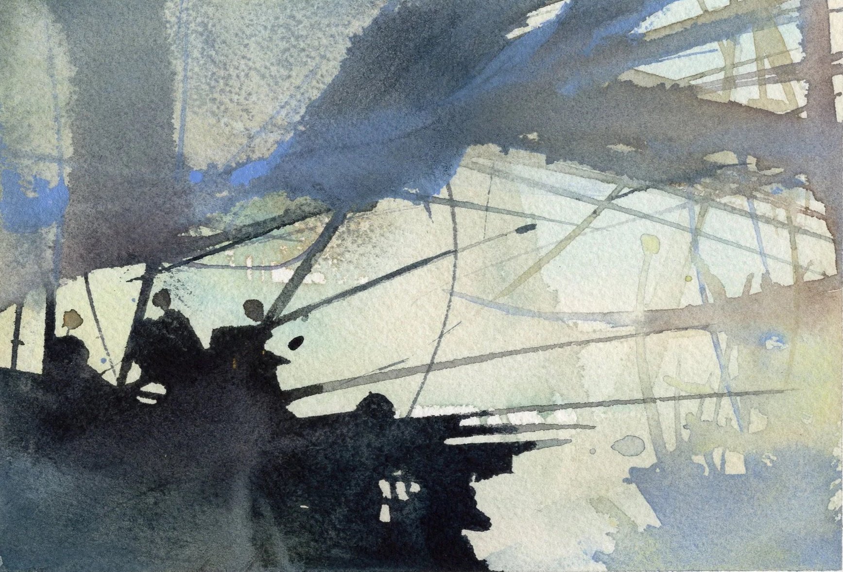 M.062 - Sur les quais - Aquarelle