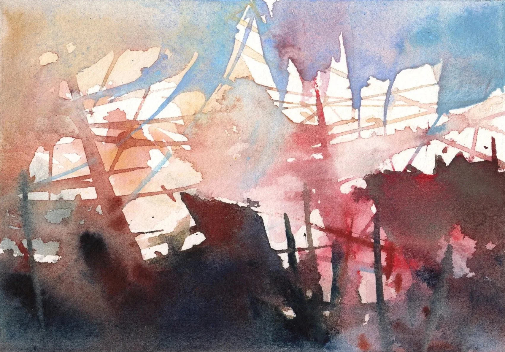 M.068 - Sur les quais - Aquarelle