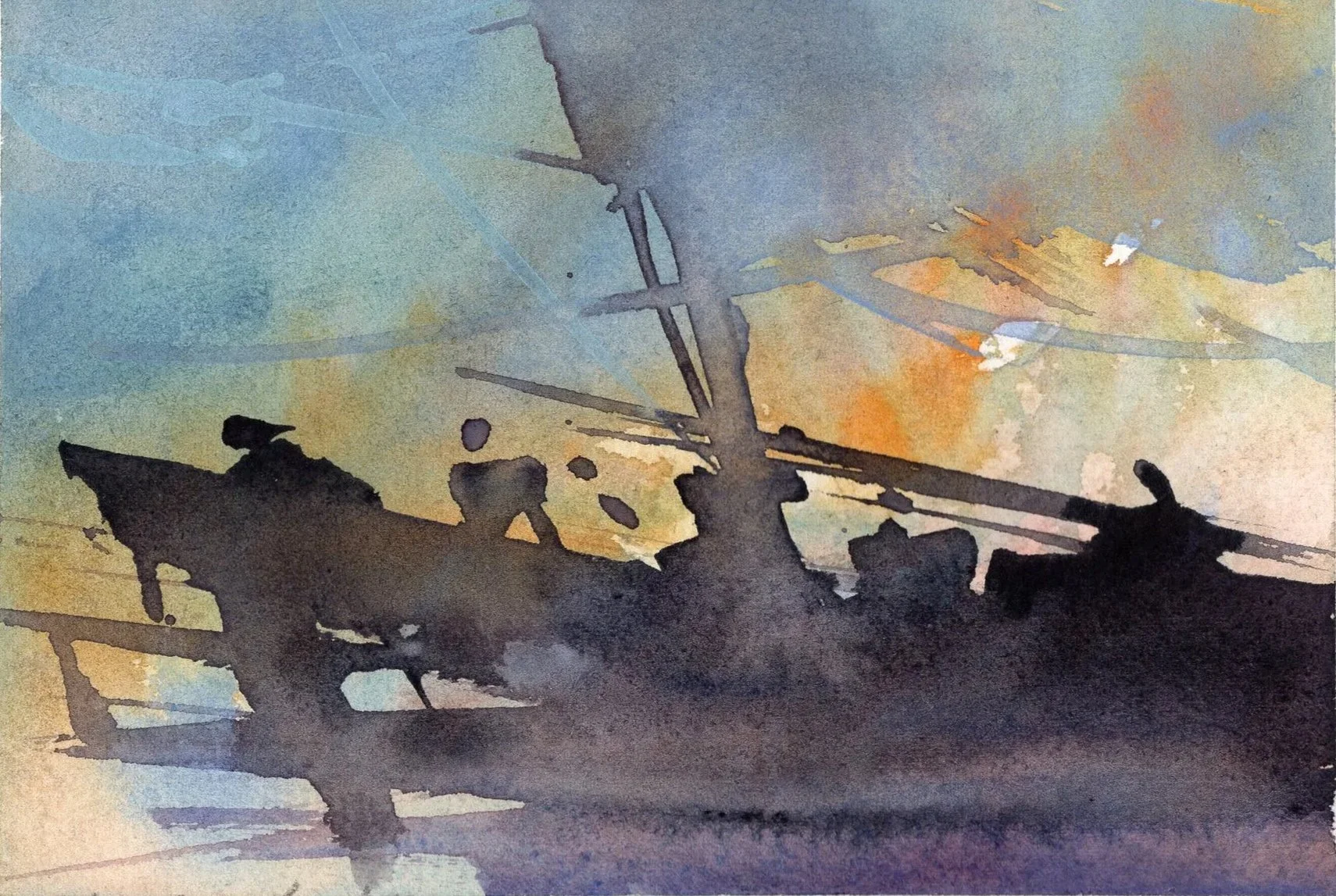 M.071 - Sur les quais - Aquarelle