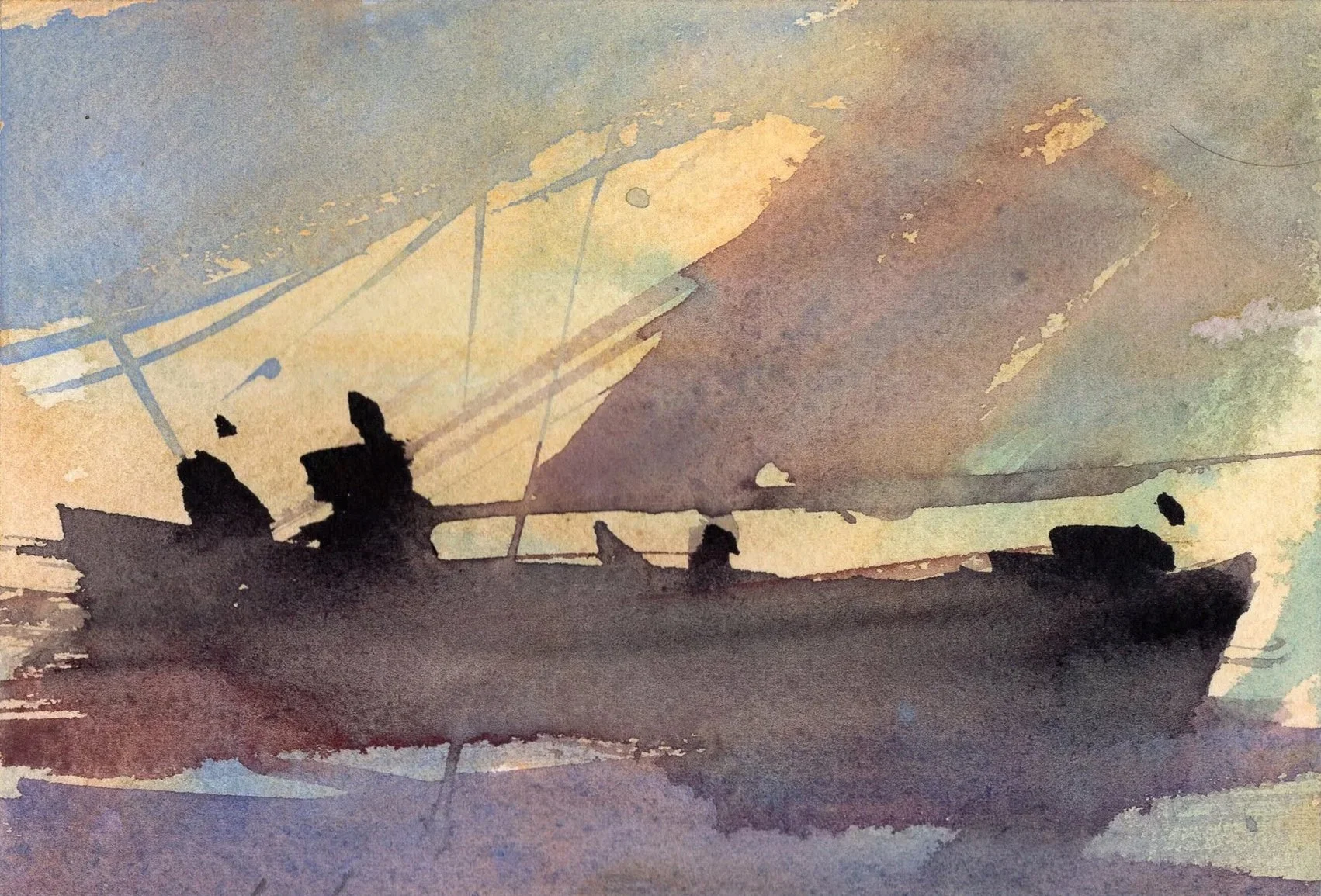 M.073 - Sur les quais - Aquarelle