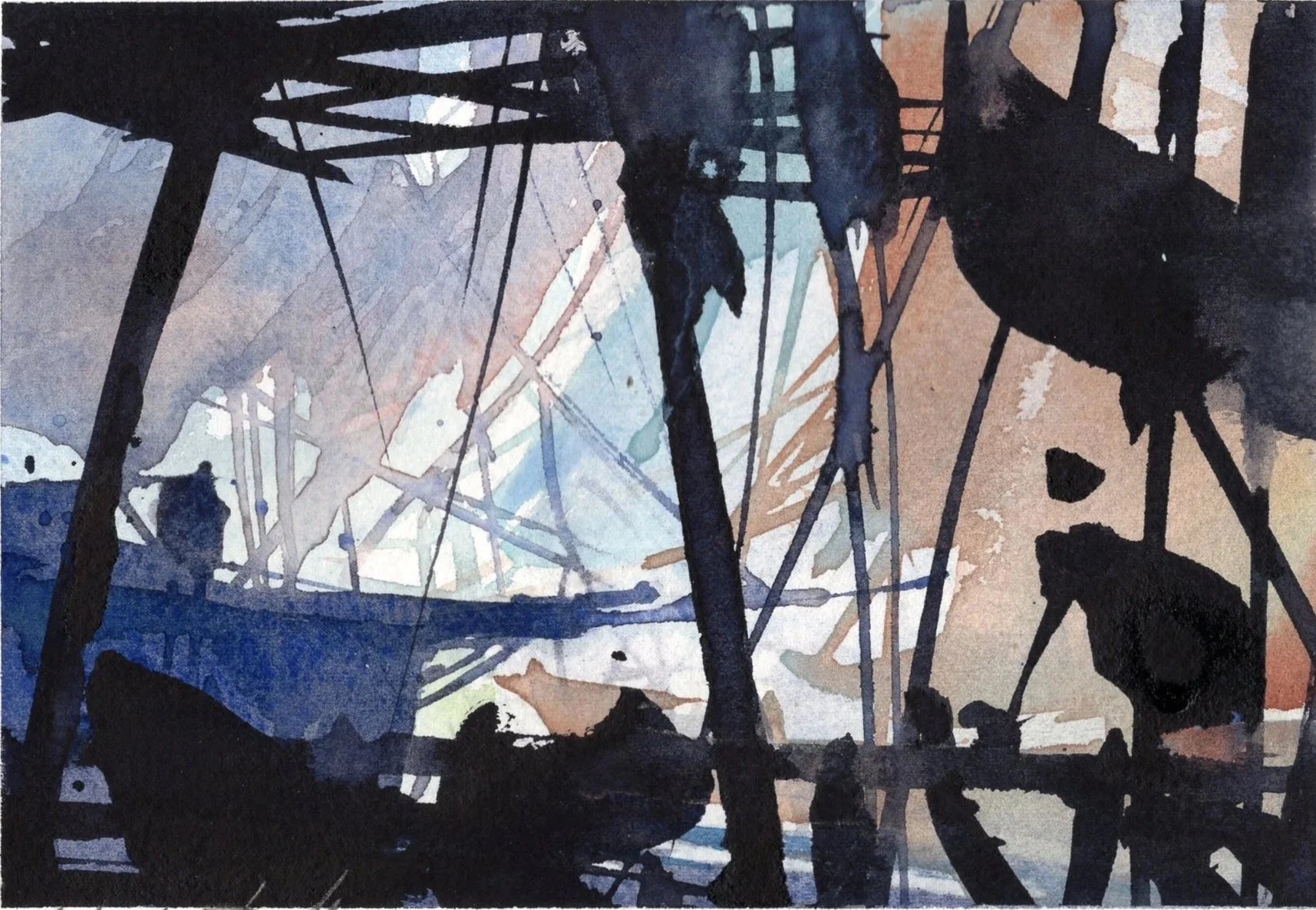M.074 - Sur les quais - Aquarelle