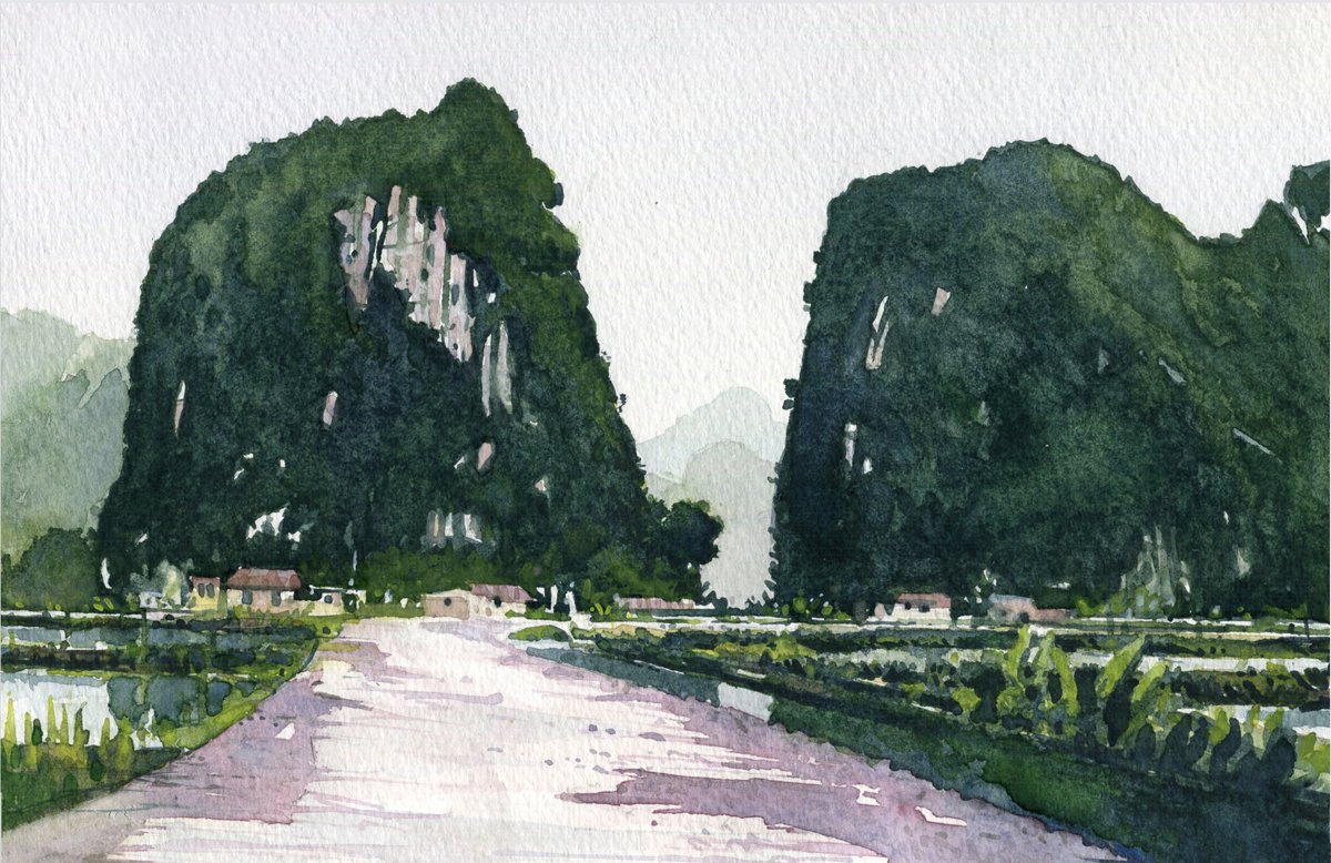 Voyage au Vietnam - Ninh Binh ( 3 )

Aquarelle sur Papier Arches 300g.
Format 26 * 17 cm.
Avec Passe-Partout 30 * 40 cm

Oeuvre Originale & Unique.
DISPONIBLE A LA VENTE 
Avec certificat d' Authenticité
