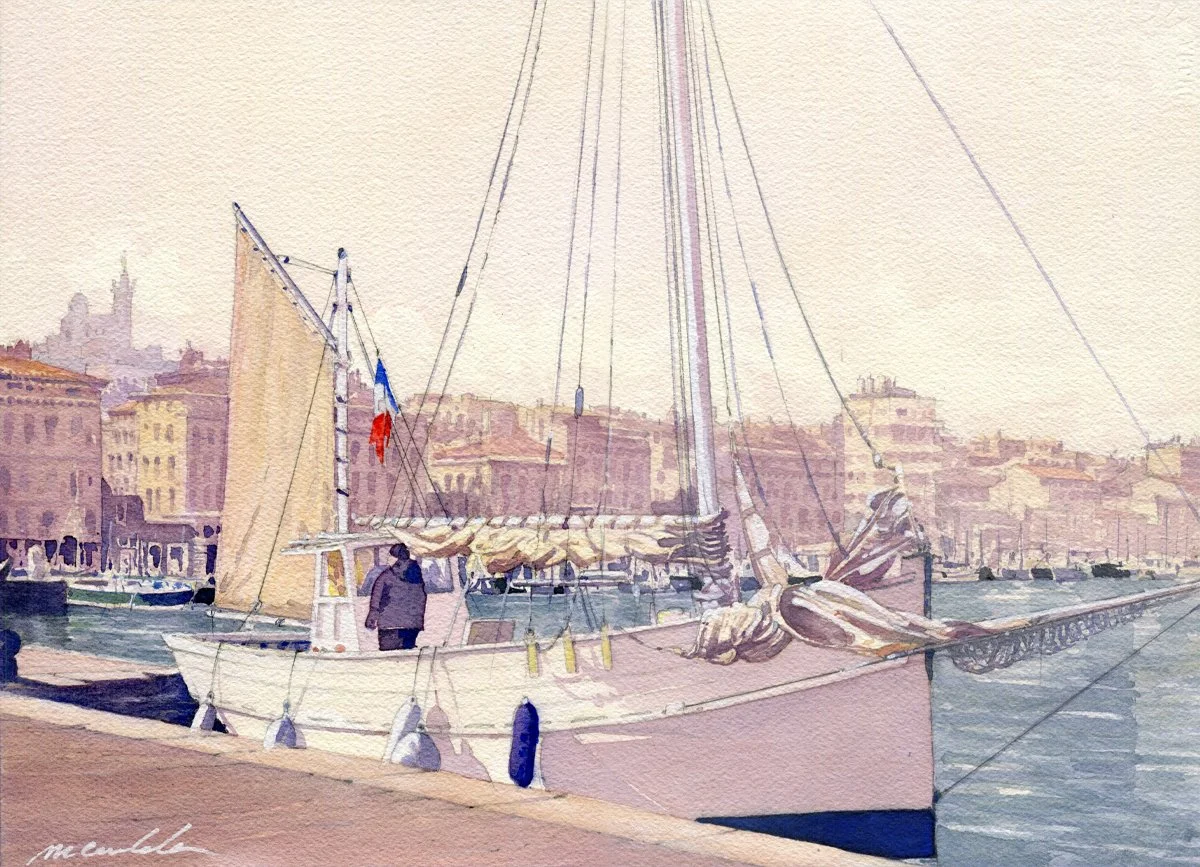 Quai du vieux port de Marseille. 
Bateau de Pêche

Aquarelle sur papier Arches 300g 
Format 36 * 26 cm - Avec PP 50 * 40 cm

Oeuvres originale et unique.
DISPONIBLE A LA VENTE
Avec Certificat d'authenticité