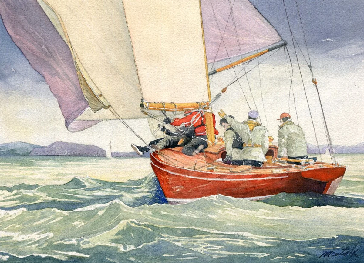 " Mettre les voiles  "  ( Vent arrière )

Aquarelle sur papier Arches 300g.
Format 26 *36 cm - Avec PP 40 *50 cm.

Oeuvre Originale & Unique.
DISPONIBLE A LA VENTE
Avec certificat d'authenticité.
