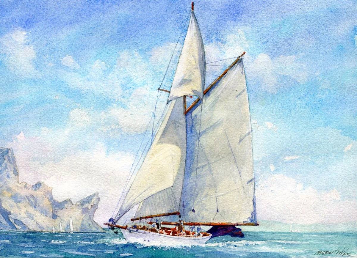 " Mettre les voiles  "  ( Passage du Bec de l'Aigle - Cassis ).

Aquarelle sur papier Arches 300g.
Format 26 *36 cm - Avec PP 40 *50 cm .
Oeuvre Originale & Unique.
VENDUE