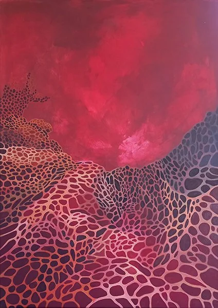 "Abstrait volcanique" 2026. 
Toile, dimension : 92 x 65 cm.