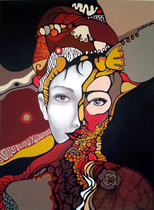 "Dame Nature"
Mine de plomb et peinture acrylique sur toile. 73 x 100 cm. 
2016