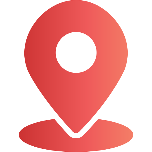 Red location pin icon on a white background.