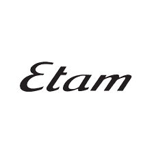 The word 'Etam' written in black cursive font on a white background.