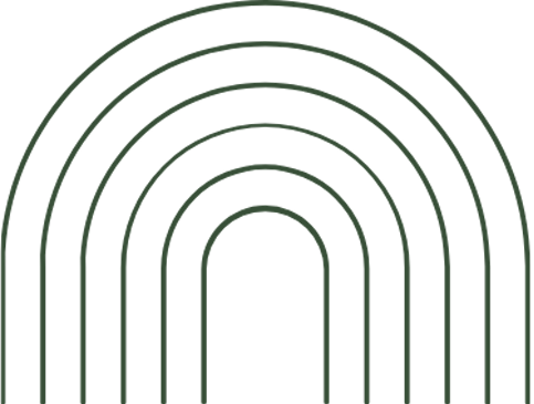 Green curved lines forming a rainbow pattern on a black background