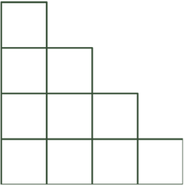 Pyramid of nine black squares stacked in a step pattern with a yellow circle at the top.