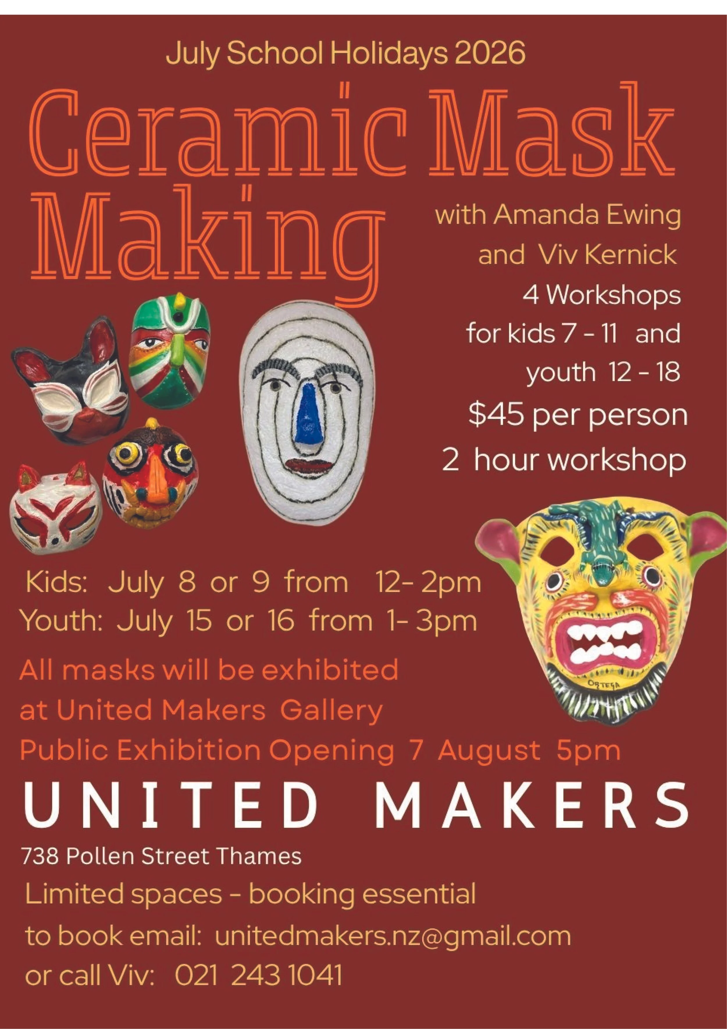 School Holidays - Ceramic Mask Making