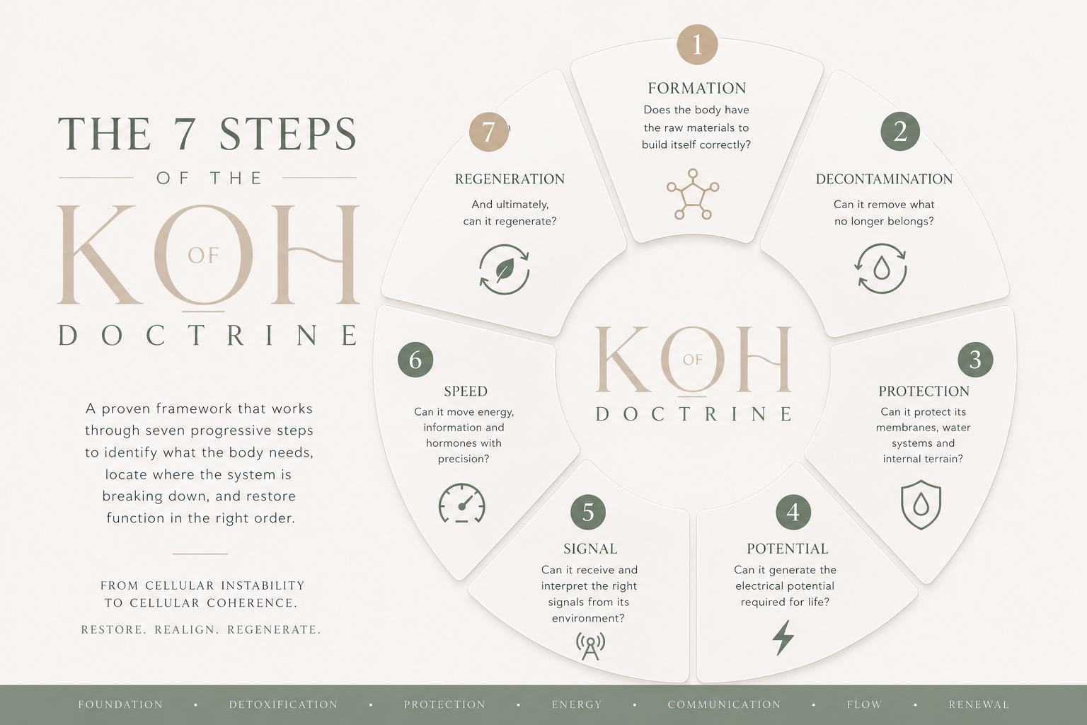 Diagram outlining the 7 steps of KOI doctrine