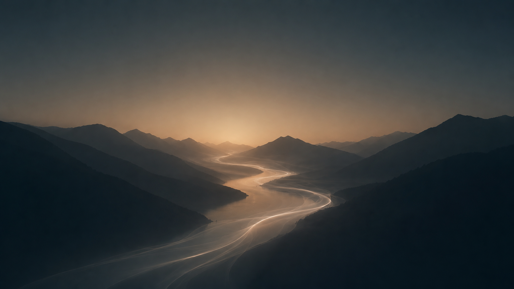 Lichtspur durch eine Berglandschaft als Symbol für immersiven Klang, Kreativität und professionelle Audioproduktion bei Atmos Foundry.