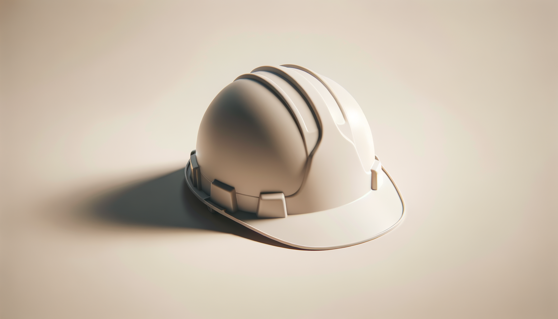 A white safety helmet, typically used in construction or industrial settings, placed on a light-colored surface with a shadow cast to the left.