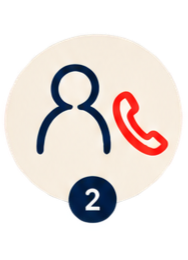 Icon die een persoon en een telefoonsymbool toont.
