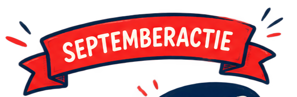 Een rode banner met de tekst 'SEPTEMBERACTIE' in witte letters.